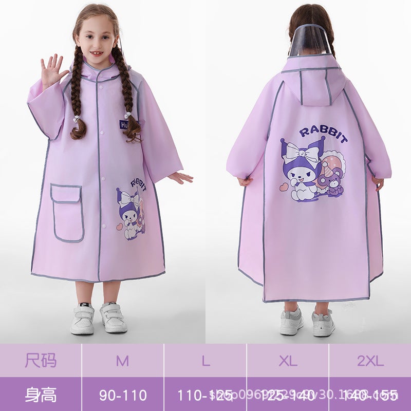 Children'S Raincoat Girls' Boys With Schoolbag For Primary School Children'S Cute Rainstorm-Proof Long Style - Image 1